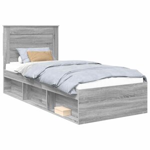 vidaXL Cadre de lit Gris Sonoma 100 x 200 cm Pin massif