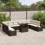 vidaXL Ensemble de canapé de jardin 11 Pièces Marron Poly rotin