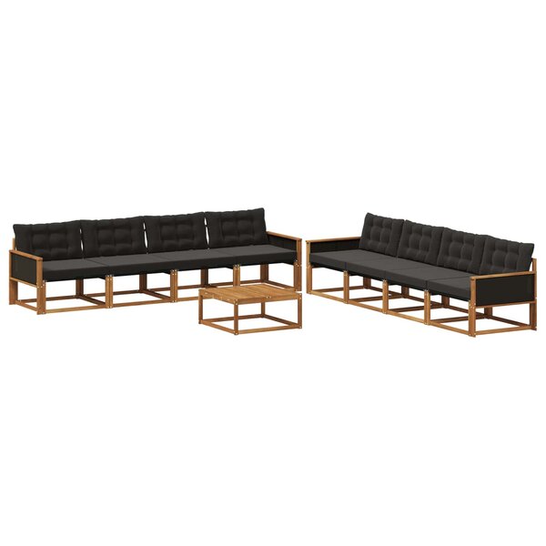 vidaXL Ensemble de canapés d'extérieur 9 Pièces Naturel et noir