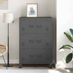 vidaXL Coffre de rangement industriel Anthracite 75x40x115 cm Métal