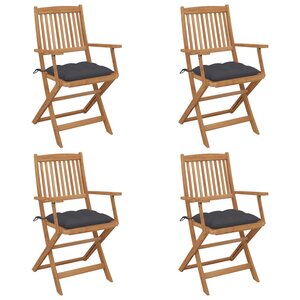 vidaXL Chaises pliables de jardin lot de 4 avec coussins Bois d'acacia
