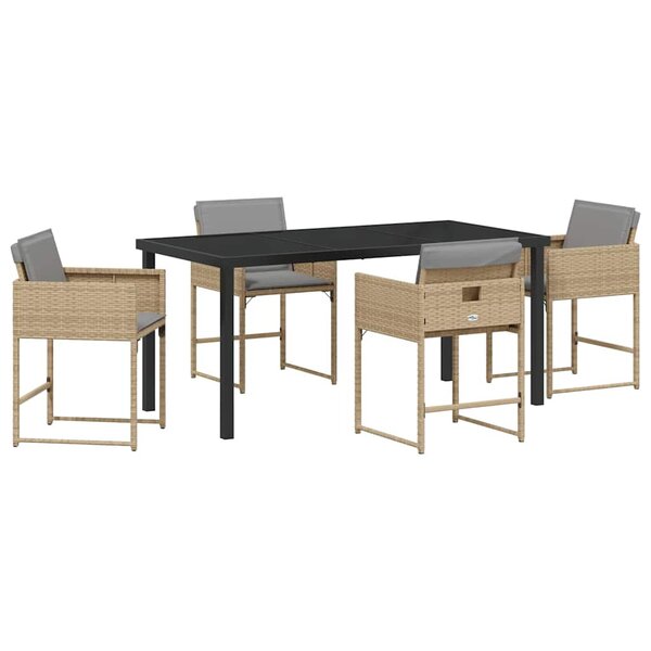 vidaXL Ensemble de salle à manger pour jardin 5 Pièces Beige polyrotin