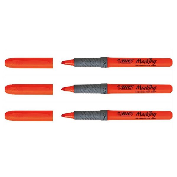 Surligneur HIGHLIGHTER GRIP Pointe Biseau Moyenne Orange x 3 BIC