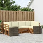 vidaXL Ensemble de canapés d'extérieur 6 pc Naturel et Crème Polyester