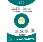 Paquet 100 fiches A5 S/Film Vert ligné EXACOMPTA