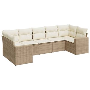 vidaXL Salon de jardin avec coussins 7 Pièces beige résine tressée