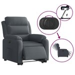 vidaXL Fauteuil inclinable électrique gris foncé velours