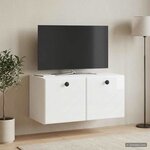 vidaXL Meuble TV mural 59 5 x 31 x 30 cm Blanc brillant