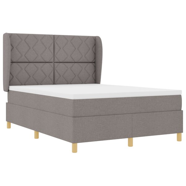 Lit Box Spring vidaXL avec Matelas Taupe 140x190 cm Tissu