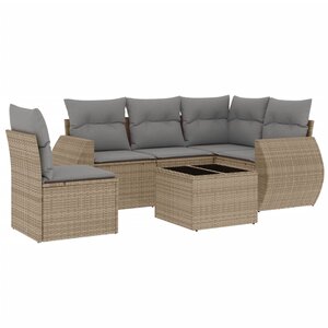 vidaXL Salon de jardin avec coussins 6 Pièces beige résine tressée