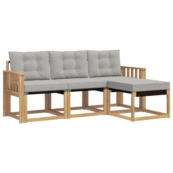 vidaXL Ensemble de canapés d'extérieur 4 pc Blanc et gris clair