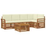 vidaXL Ensemble de canapés d'extérieur 6 pc Naturel et Crème Polyester
