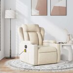 vidaXL Fauteuil de massage inclinable Crème Tissu