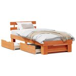 vidaXL Cadre de lit Marron cire 100 x 200 cm Bois massif en pin