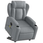 vidaXL Fauteuil inclinable de massage électrique Gris clair Tissu