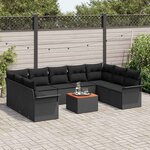 vidaXL Ensemble de canapé de jardin 10 Pièces Noir Poly rotin