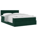 vidaXL Cadre de lit ottoman avec matelas vert foncé 140x200 cm velours