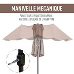 Parasol de jardin XXL parasol grande taille 4,6L x 2,7l x 2,4H m ouverture fermeture manivelle acier polyester haute densité marron