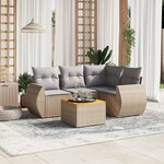 vidaXL Salon de jardin avec coussins 5 Pièces beige résine tressée
