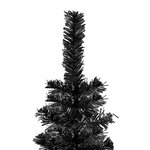 Vidaxl arbre de noël mince avec led et boules noir 150 cm