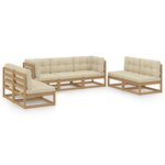 vidaXL Salon de jardin 7 Pièces avec coussins Bois de pin massif