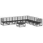 vidaXL Ensemble de canapé de jardin avec coussin 9 Pièces Noir Aluminium