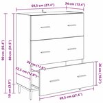 vidaXL Buffet Chêne noir 69 5 x 34 x 90 cm Bois d'ingénierie et fer