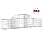 vidaXL Paniers à gabions arqués 18 Pièces 200x30x40/60 cm Fer galvanisé
