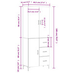 vidaXL Buffet haut Gris béton 69 5x34x180 cm Bois d'ingénierie