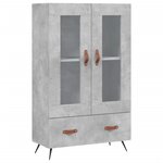 vidaXL Buffet haut gris béton 69 5x31x115 cm bois d'ingénierie