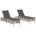 vidaXL Chaises longues lot de 2 avec table gris clair résine tressée