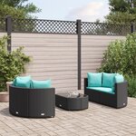 vidaXL Salon de jardin 5 Pièces avec coussins noir résine tressée