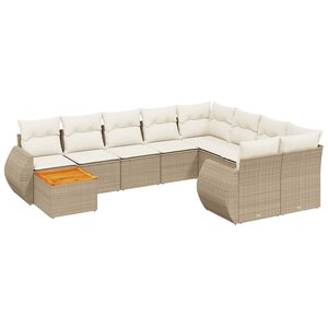 vidaXL Salon de jardin avec coussins 10 Pièces beige résine tressée