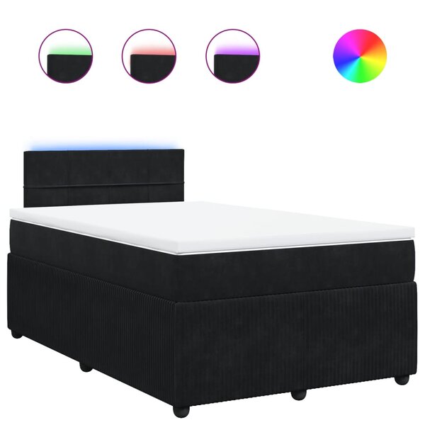 vidaXL Sommier à lattes de lit avec matelas Noir 120x200 cm Velours