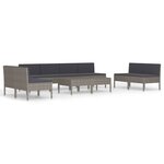 Salon de jardin meuble d'extérieur ensemble de mobilier 10 pièces avec coussins résine tressée gris 02_0015139