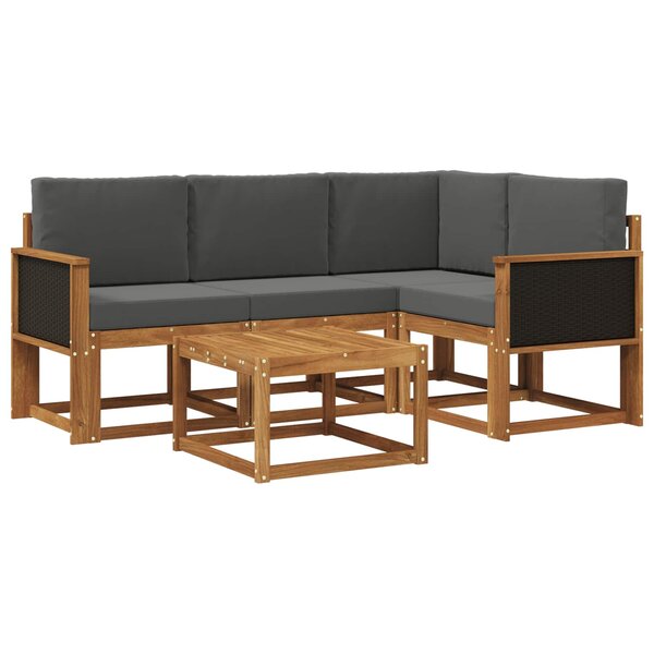 vidaXL Ensemble de canapés d'extérieur 5 pc Naturel et Anthracite