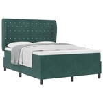 vidaXL Lit à ressorts avec matelas Vert foncé 190 x 140 cm Polyester