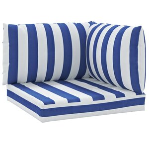 vidaXL Coussins de palette lot de 3 rayures bleues/blanches