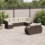 vidaXL Salon de jardin avec coussins 9 Pièces marron résine tressée