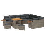 vidaXL Ensemble de canapé de jardin 12 Pièces Gris polyrotin