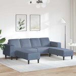 Sofa en tissu avec coussin Bleu Tissu en velours côtelé