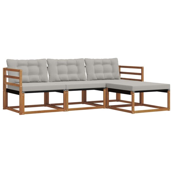 vidaXL Ensemble de canapés d'extérieur 4 pc Naturel et gris clair
