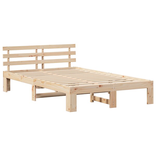 vidaXL Cadre de Lit en Bois de Pin 120x190 Bois Naturel Bois de Pin Massif
