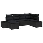 vidaXL Ensemble de canapé de jardin 6 Pièces Noir 264 x 154 x 85 cm