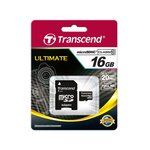 Carte mémoire Micro Secure Digital (micro SD) Transcend 16Go SDHC Class 10 avec adaptateur