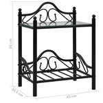 vidaXL Tables de chevet 2 Pièces Acier et verre trempé 45x30 5x60 cm Noir