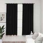 vidaXL Rideaux occultants aspect lin crochet 2Pièces Anthracite 140x175cm