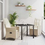 vidaXL Ensemble de salle à manger pour jardin 3 Pièces Beige Poly rotin