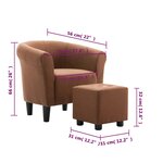 vidaXL Fauteuil et tabouret Marron Tissu
