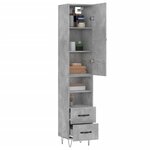 vidaXL Buffet haut Gris béton 34 5x34x180 cm Bois d'ingénierie